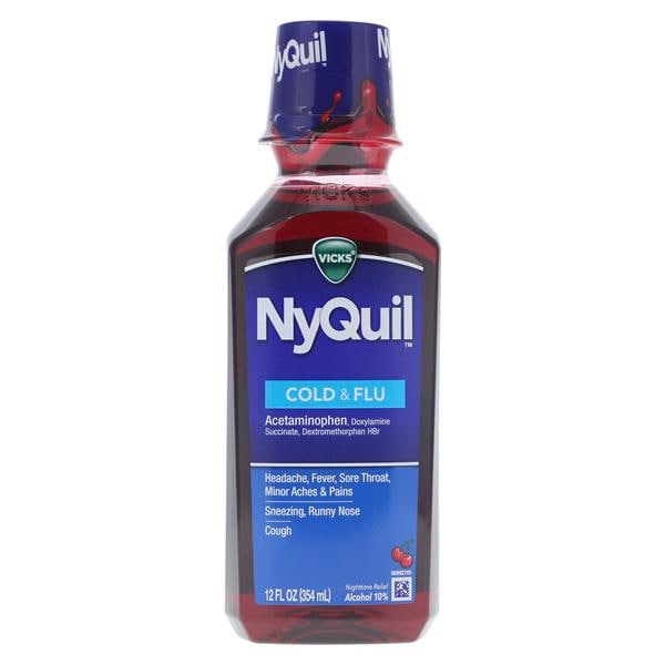 Nyquil Cold/Flu Liquid 650/30/12.5mg Cherry 12oz/Bottle, 12 BT/CA