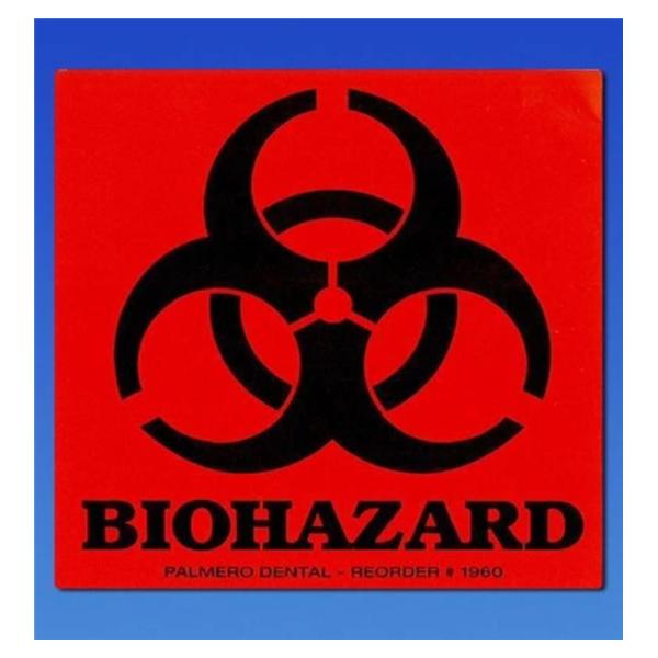 Biohazard Labels Warning Red3x3 100/Rl