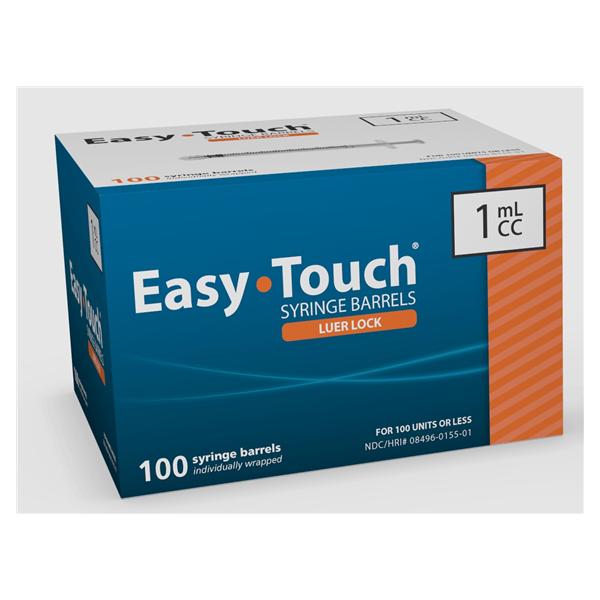 EasyTouch Luer Lock Syringe Barrel 1cc Clear Low Dead Space 100/Bx