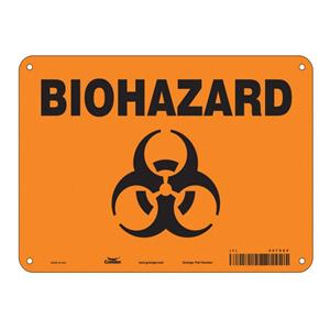 Sign Biohazard Condor Orange/Black 10x7" Plastic Ea
