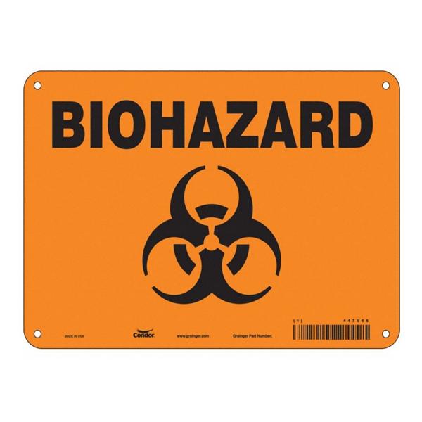 Sign Biohazard Condor Orange/Black 10x7" Plastic Ea