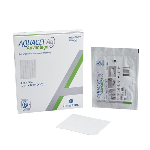 Aquacel Ag Advantage Hydrofiber Antimicrobial Wound Dressing 4x5"...