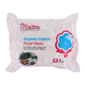 Wipes Organic Cotton White Facial 30/Pk