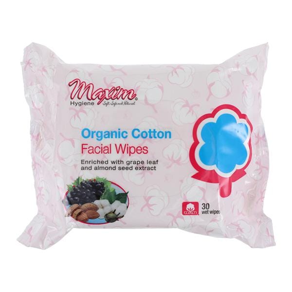Wipes Organic Cotton White Facial 30/Pk