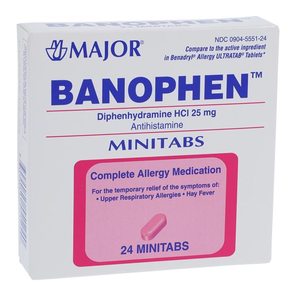 Banophen Antihistamine Oral MiniTabs 25mg 24/Box, 24 BX/CA