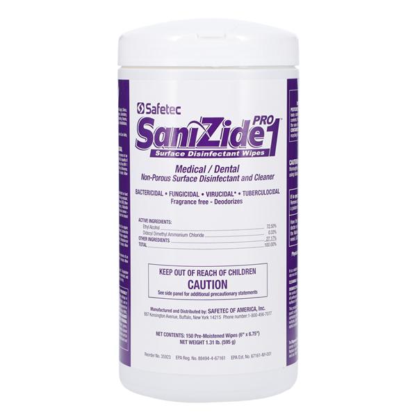 Cleaner & Disinfectant Surface Wipe SafeTec 6 in x 6.75 in Canist...