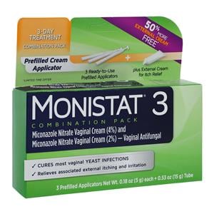 Monistat 3-Day Combo Cream Vaginal Miconazole Nitrate 2% Prefille...