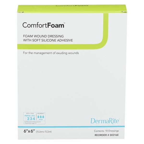 Comfortfoam Border Polyurethane Foam Wound Dressing 6x6" Sterile...