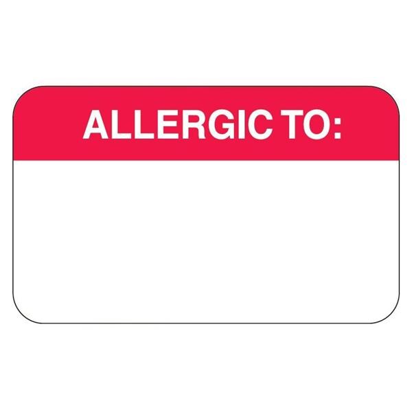 Chart Label Allergic To Rd/Wht 250/Rl