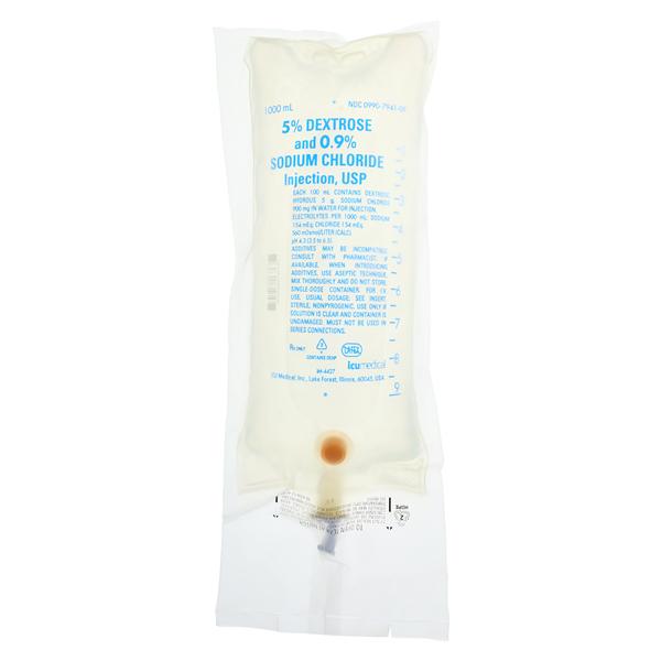 IV Solution Dextrose 5%/Sodium Chloride 0.9% 1000mL Bag Ea, 12 EA/CA