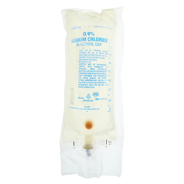 IV Solution Sodium Cholride 9% 1000mL Bag Container 12/Ca