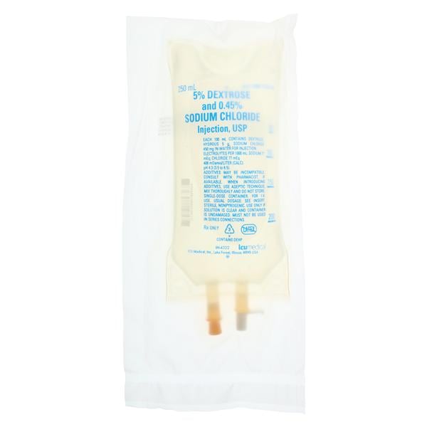 Solution Solution Dextrose 5%/Sodium Chloride 0.45% 250mL Bag 24/Ca