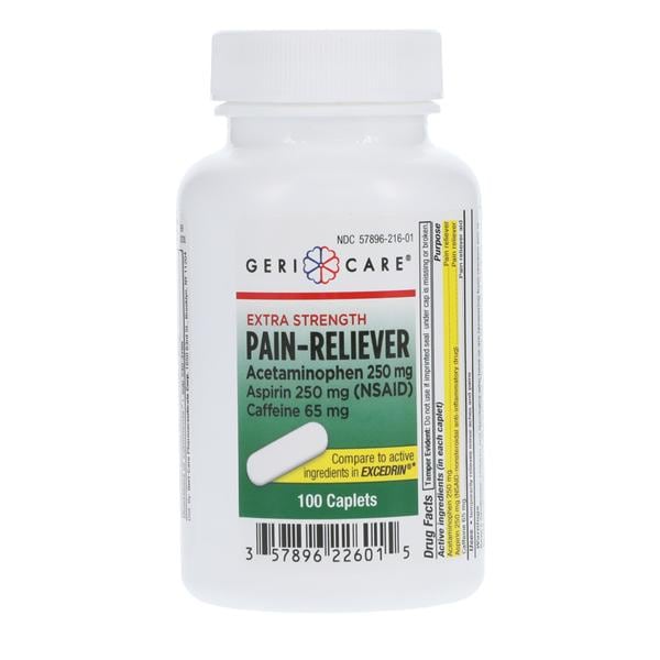 Acetaminophen/Aspirin/Caffeine Caplets 250/250/65mg 100/Bottle