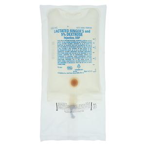 Lactated Ringers Solution Dextrose 5% 500mL Bag Ea
