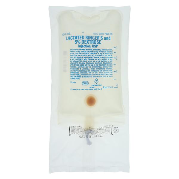 Lactated Ringers Solution Dextrose 5% 500mL Bag Ea