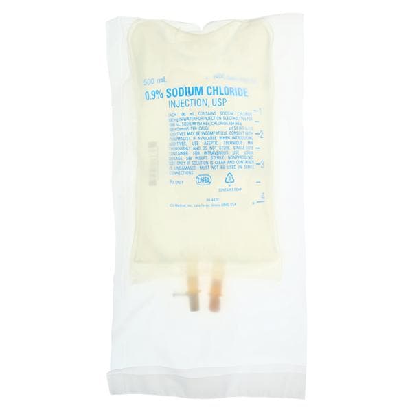 Injectable Solution 0.9% Sodium Chloride 500mL Bag DEHP 18/Case