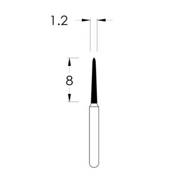 Spring Diamond Bur Single Use Friction Grip 1712.8M Medium 25/Pk