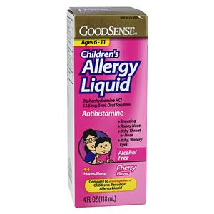 Diphenhydramine HCl Liquid Solution 12.5mg/5mL Cherry 4oz/Bottle
