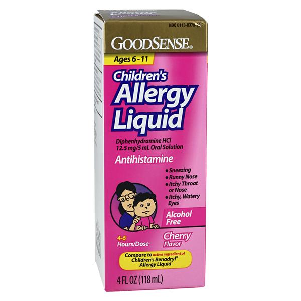 Diphenhydramine HCl Liquid Solution 12.5mg/5mL Cherry 4oz/Bottle