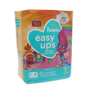 Pampers Easy Ups Training Underwear Moderate Pull On Girl 3T-4T 22/Pk