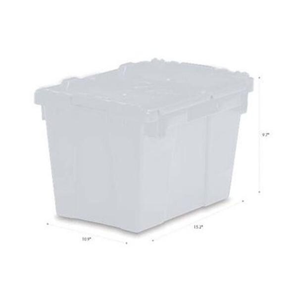 Storage Tote Semi-Clear HDPE With Integrated Hinged Lid 15.2x10.9x9.7" Ea