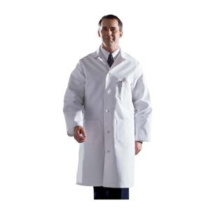 Lab Coat 3 Pockets Long Sleeves 44 in White Mens Ea
