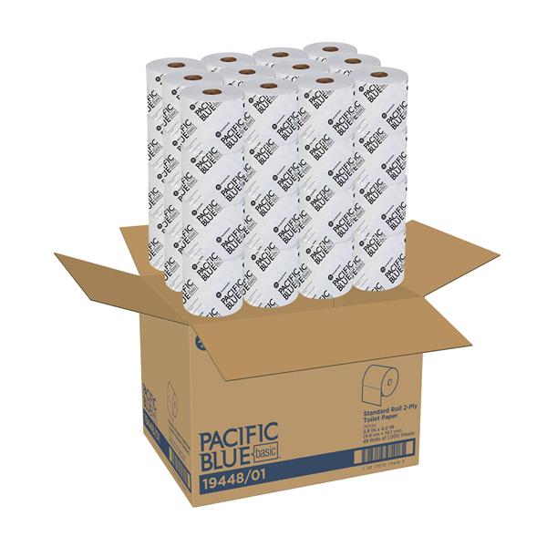 Pacific Blue Basic Bathroom Tissue White 2 Ply 48/Case