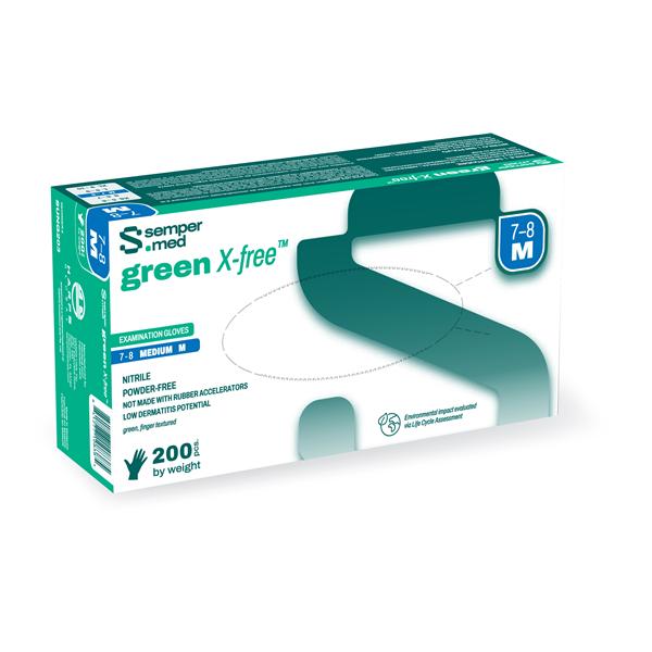 green X-free Nitrile Exam Gloves X-Small Green Non-Sterile