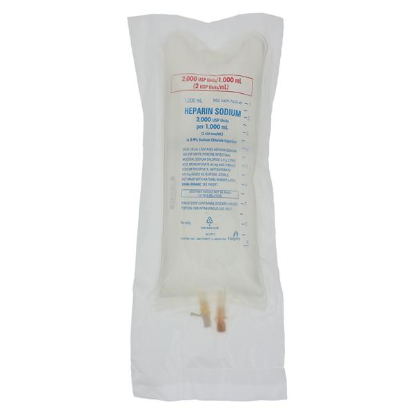 Heparin Sodium in 0.9% Sodium Chloride Injection 2U/mL Bag 1000mL 12/Package