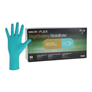 MICROFELX Digitsafety HaloKote Exam Gloves Medium Extended Green Non-Sterile