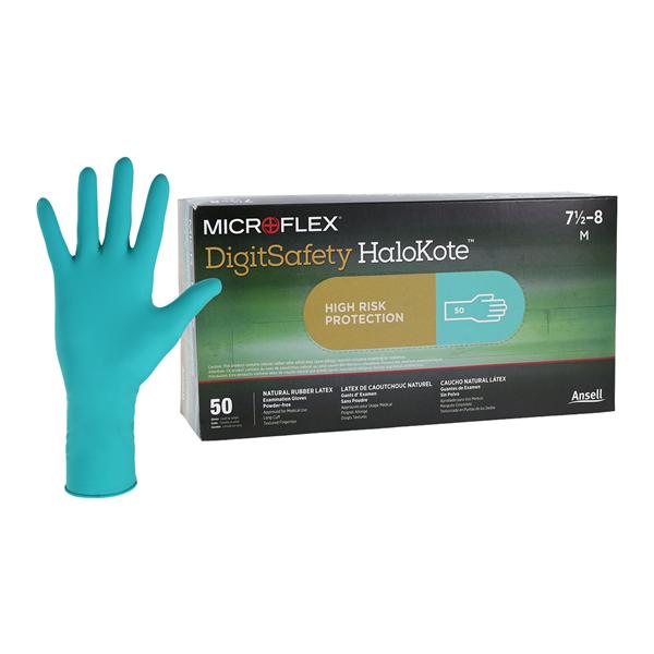 MICROFELX Digitsafety HaloKote Exam Gloves Medium Extended Green Non-Sterile