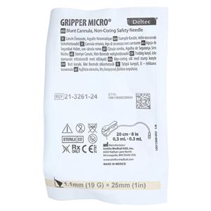 Gripper Micro Huber Needle 19gx1" Safety 12/Bx