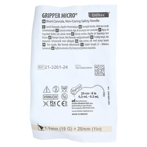 Gripper Micro Huber Needle 19gx1" Safety 12/Bx