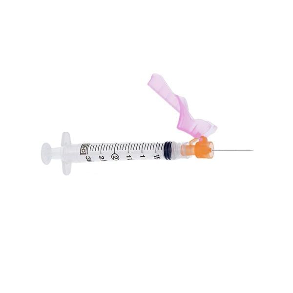 Eclipse Hypodermic Needle/Syringe 25gx1" 3mL Orange Luer Lock Safety LDS 50/Bx