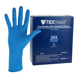 TidiShield Latex Exam Gloves X-Large Blue Non-Sterile