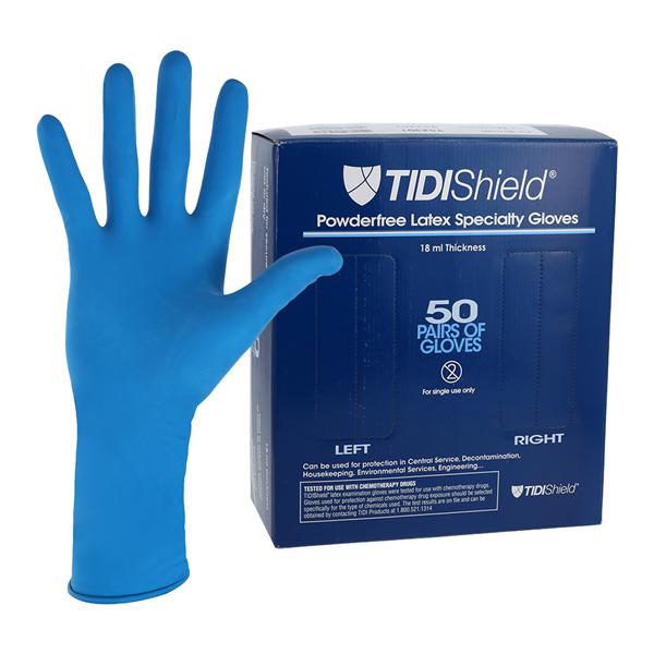 TidiShield Latex Exam Gloves X-Large Blue Non-Sterile