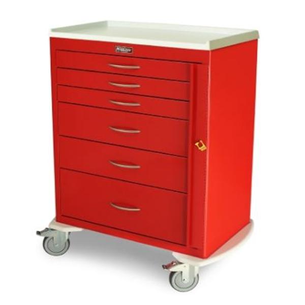 M-Series Emergency Crash Cart 22x36.75x43.75" 5" Caster (6) Drawer Brkwy Lk