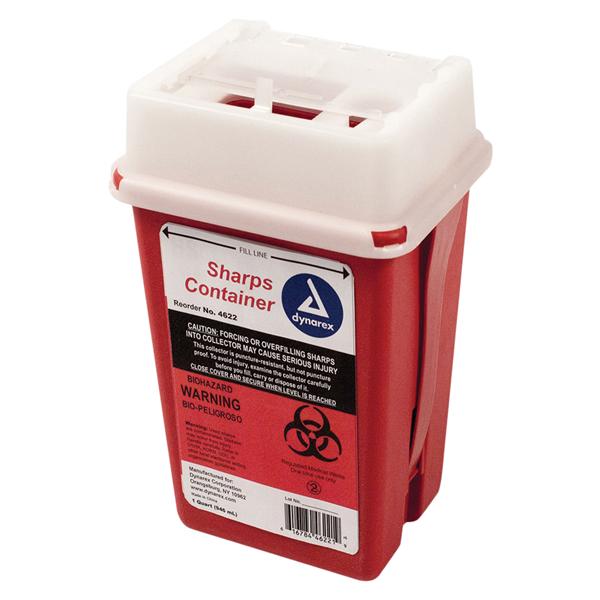 Sharps Container 1qt Red 4.3x3.5x6.5" Slide Lid Plastic Ea, 60 EA/CA