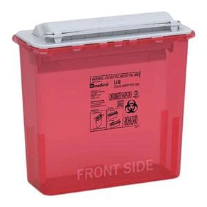 Sharps Container 5.4qt Red 12x12x9" Counterbalanced Lid Plastic N...