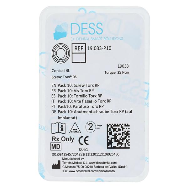 Final Screw 4.1/4.8 Straumann Bone Level 10/Pk