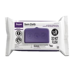 Wipes Germicidal Super Sani-Cloth 8.2 in x 9.8 in Soft Pack 80/Pa...