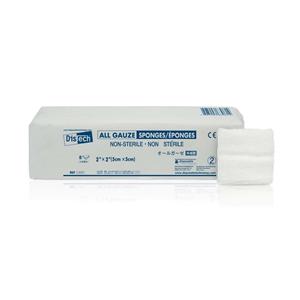 Distech 100% Cotton Gauze Sponge 2x2" 8 Ply Non-Sterile Not Made...