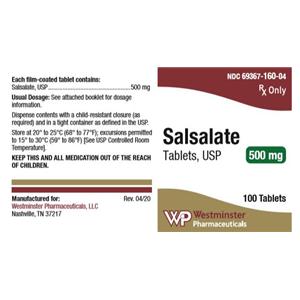 Salsalate Tablets 500mg Bottle 100/Bottle Each