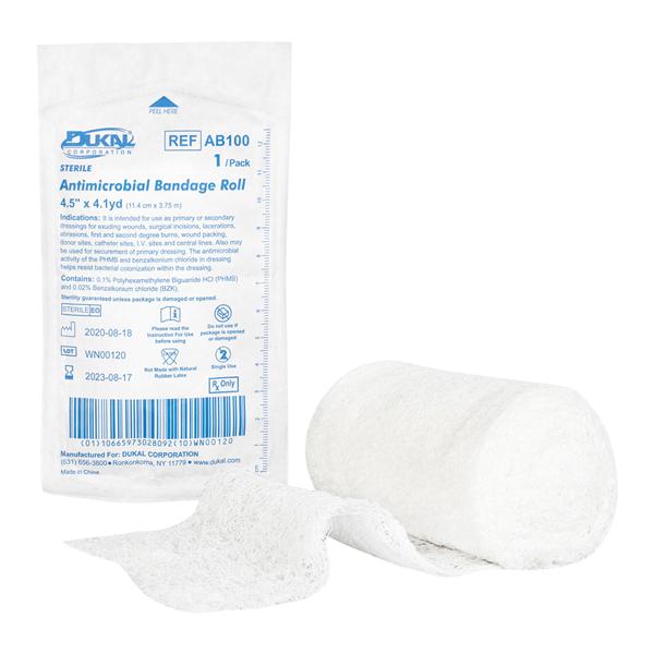 Antimicrobial Bandage Gauze/PHMB/Benzalkonium Chloride 4"x4.1yd Sterile 100/Ca