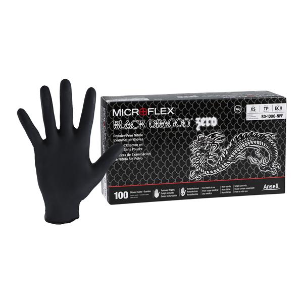 MICROFLEX Black Dragon Zero Nitrile Exam Gloves X-Small Standard Black NS