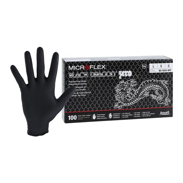 MICROFLEX Black Dragon Zero Nitrile Exam Gloves Large Standard Black Non-Sterile