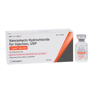 Vancomycin HCl Injection 1gm/vl Powder Vial 10/Package