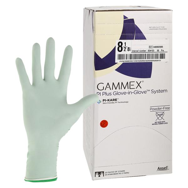 Gammex PI Plus Glove-in-Glove System Plyiso Surgical Gloves 8.5 Std Wht/Grn