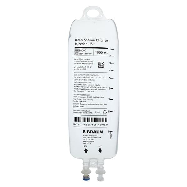 Injectable Solution 0.9% Sodium Chloride 1000mL Bag DEHP-Free Not...