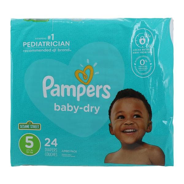 Pampers Baby-Dry Diapers Size 5 27lbs+ 24/Package, 4 PK/CA